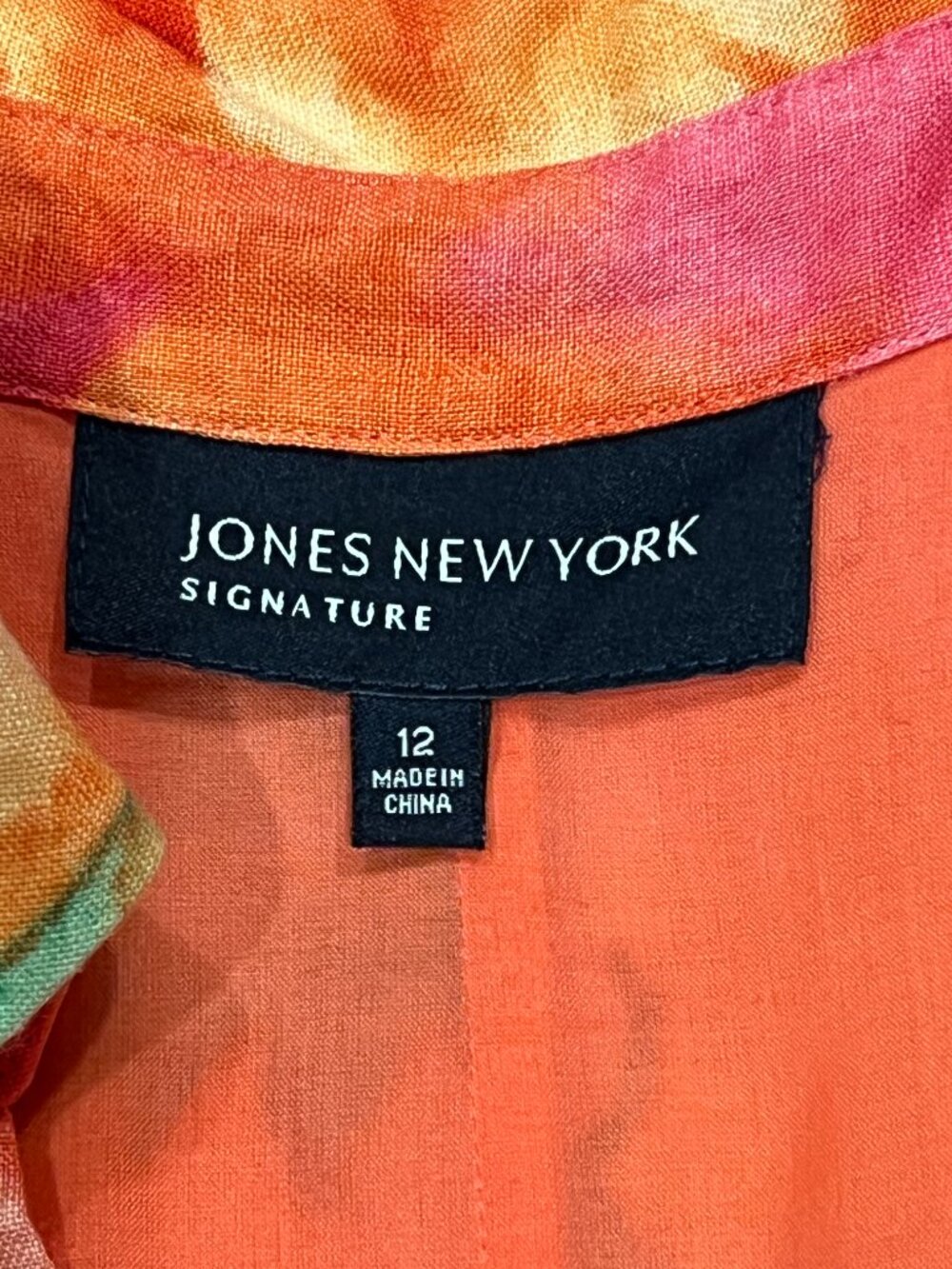Jones New York Floral Linen Sleeveless Dress, Orange Pink, 12 - Picture 3 of 9